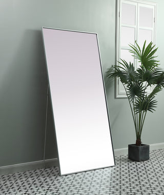 Metal Frame Rectangle Full Length Mirror 36x72 Inch in Silver