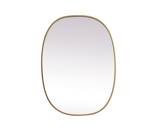 Metal Frame Oval Mirror 27x36 Inch in Brass