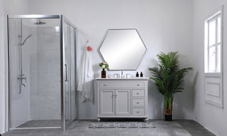 42 inch Single Bathroom vanity in light grey with ivory white engineered marble