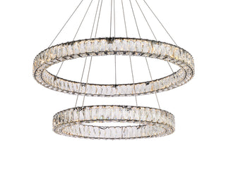 Monroe 36 inch LED double ring chandelier in black