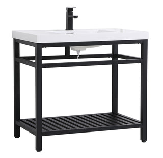 36 inch Single Bathroom Metal Vanity in Black