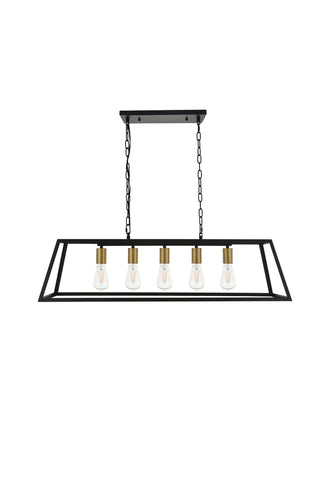 Resolute 5 light brass and black Pendant