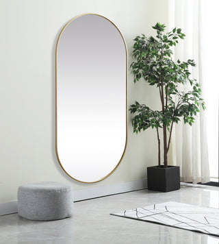 Metal Frame Oval Mirror 36x72 Inch in Brass