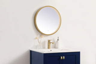 Pier 18 inch LED mirror with adjustable color temperature 3000K/4200K/6400K in brass