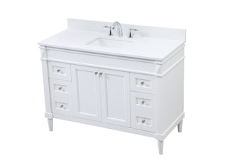 48 inch Single bathroom vanity in white with backsplash