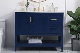 42 inch Single Bathroom Vanity in Blue with Backsplash