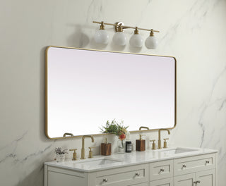 Soft Corner Metal Rectangle Mirror 32x72 Inch in Brass