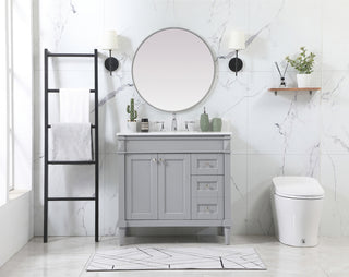 36 inch Single bathroom vanity in grey with backsplash