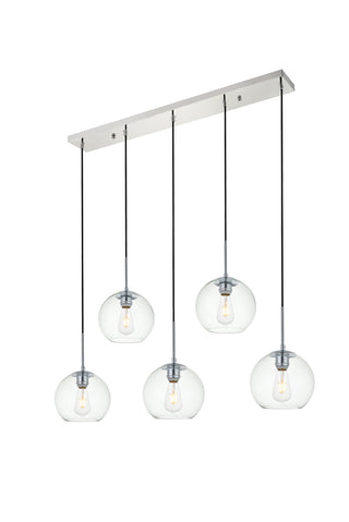 Baxter 5 Lights Chrome Pendant With Clear Glass