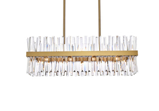 Serephina 36 inch crystal rectangle chandelier light in satin gold