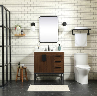 32 inch Single bathroom vanity in walnut with backsplash