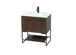 30 inch Single bathroom vanity in walnut