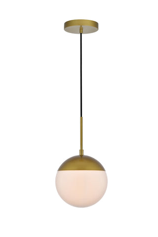 Eclipse 1 Light Brass Pendant With Frosted White Glass