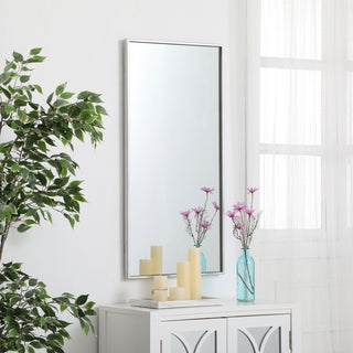 Metal frame rectangle mirror 18 inch in silver