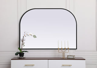 Metal Frame Arch Mirror 42x30 Inch in Black