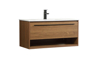 40 inch Single bathroom vanity in walnut brown