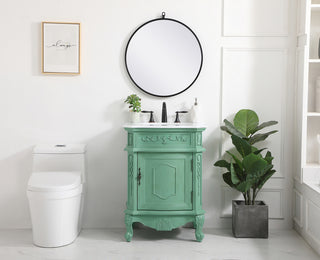 24 inch Single Bathroom vanity in vintage mint with ivory white engineered marble