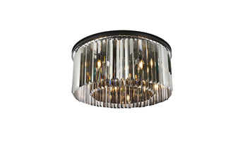 Sydney 8 light Matte Black Flush Mount Silver Shade (Grey) Royal Cut Crystal