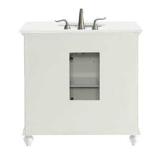 36 inch Single Bathroom vanity in Antique White with ivory white engineered marble