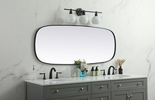 Metal Frame Oval Mirror 24x60 Inch in Black