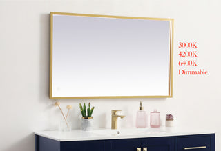 Pier 24x40 inch LED mirror with adjustable color temperature 3000K/4200K/6400K in brass