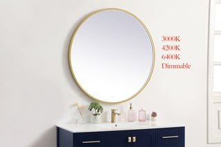 Pier 39 inch LED mirror with adjustable color temperature 3000K/4200K/6400K in brass