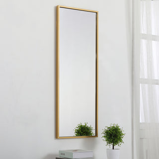 Metal frame rectangle mirror 14 inch in Brass