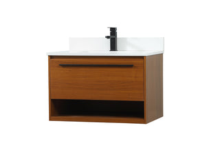 30 inch Single bathroom vanity in teak with backsplash