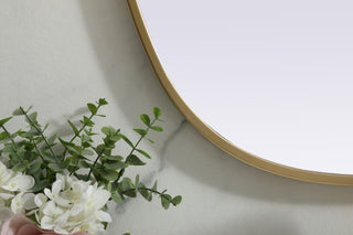 Metal Frame Oval Mirror 20x30 Inch in Brass