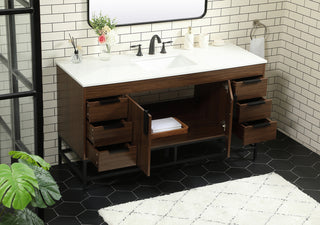 60 inch Single bathroom vanity in walnut