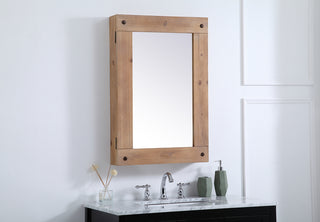 Wooden mirror medicine cabinet 22 inch x 33 inch in Brown