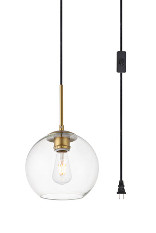 Baxter 1 Light brass plug-in pendant With Clear Glass