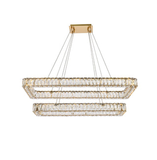 Monroe 42 inch LED double rectangle pendant in gold