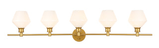 Gene 5 light Brass and Frosted white glass Wall sconce