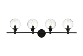 Jaelynn 4 light Black and Clear Bath Sconce