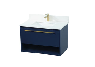 30 inch Single bathroom vanity in blue with backsplash