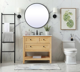 36 inch Single bathroom vanity in natural wood