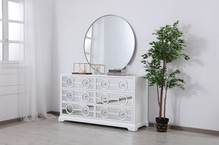 60 in. mirrored six drawer cabinet in white