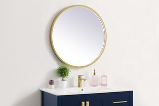 Pier 28 inch LED mirror with adjustable color temperature 3000K/4200K/6400K in brass