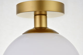 Baxter 1 Light Brass Flush Mount With Frosted White Glass