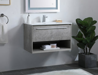 30 inch  Single Bathroom Floating Vanity in Concrete Grey