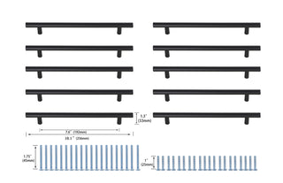 Quinn 7-9/16" Center to Center Matte Black Bar Pull Multipack (set of 10)