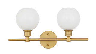 Collier 2 light Brass and Frosted white glass Wall sconce