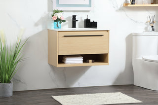 30 inch Single bathroom vanity in maple with backsplash