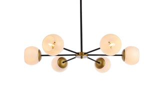 Briggs 36 inch pendant in black and brass with white shade