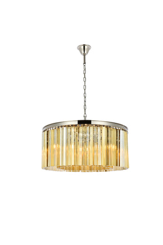 Sydney 8 light polished nickel Chandelier Golden Teak (Smoky) Royal Cut Crystal