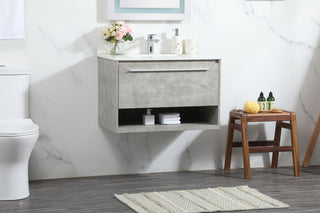 30 inch Single bathroom vanity in concrete grey with backsplash