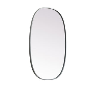 Metal Frame Oval Mirror 27x40 Inch in Silver