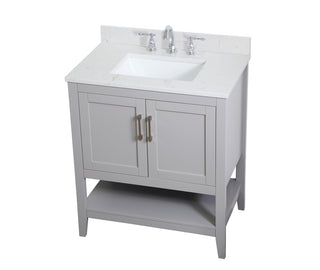 30 inch Single Bathroom Vanity in Grey with Backsplash