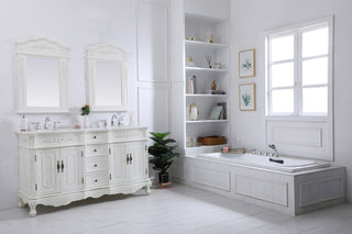 60 inch Double Bathroom vanity in antique white with ivory white engineered marble